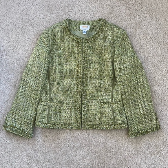 Talbots Vintage Tweed Fringe Open Front Jacket - Picture 6 of 7